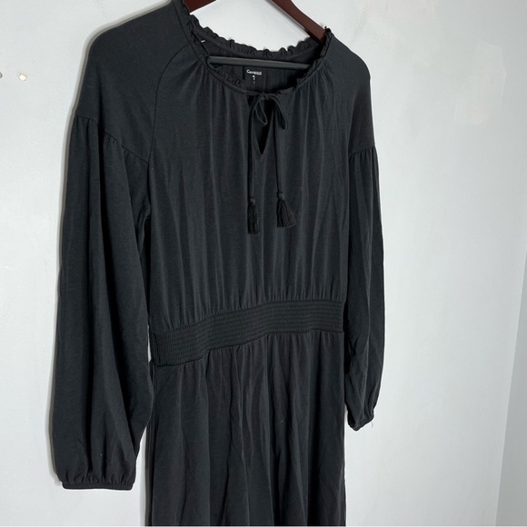 Garnet Hill Size XS Long Sleeve Black Peasant Dress Organic Cotton Boho - Picture 2 of 6